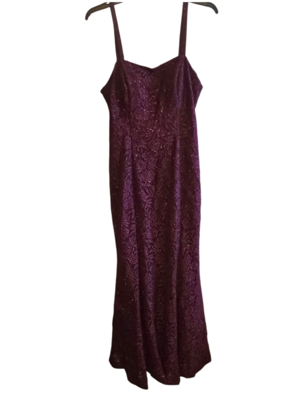 Oleg Cassini Plum Glitter Lace Gown & Bolero Jacket Set – Size 10